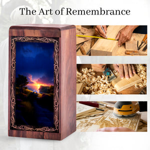 Dove Handmade Cremation Urn For Human - Calm Lake Theme Memorial Urn