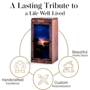 Dove Handmade Cremation Urn For Human - Calm Lake Theme Memorial Urn