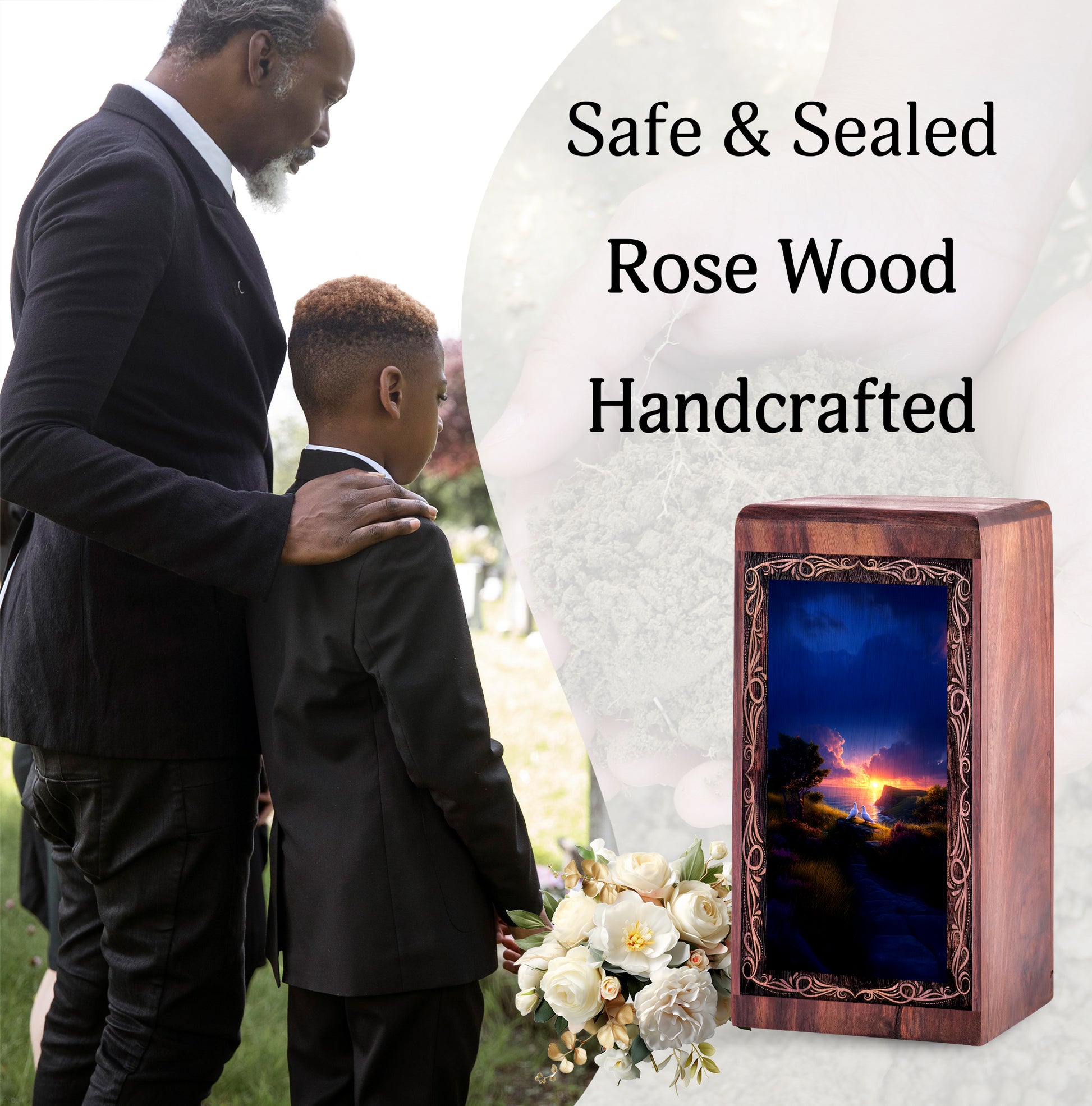 Dove Handmade Cremation Urn For Human - Calm Lake Theme Memorial Urn