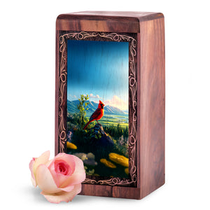 Nature View Theme Urn For Ashes - Wooden Memorial Cremation Urn For Burial