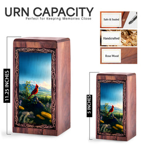 Nature View Theme Urn For Ashes - Wooden Memorial Cremation Urn For Burial
