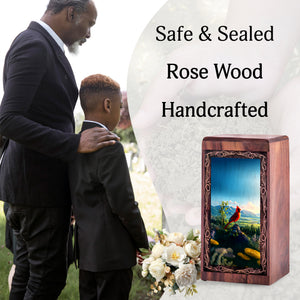 Nature View Theme Urn For Ashes - Wooden Memorial Cremation Urn For Burial
