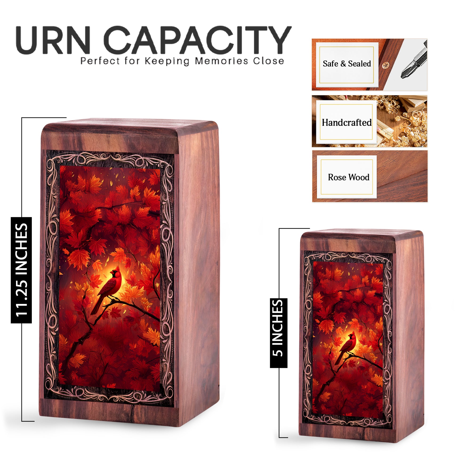 Autumn Leaves Theme Urn For Ashes - Funeral Boxes For Human Adults Ashes
