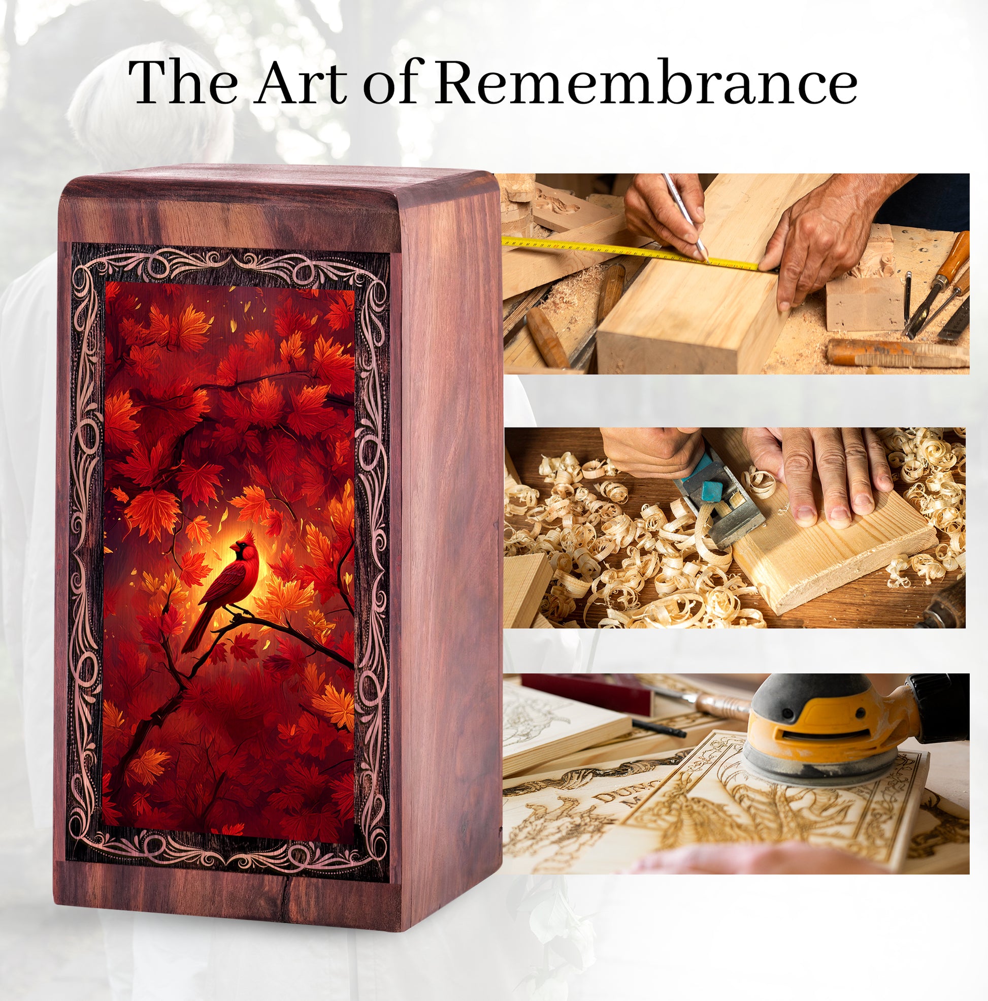 Autumn Leaves Theme Urn For Ashes - Funeral Boxes For Human Adults Ashes