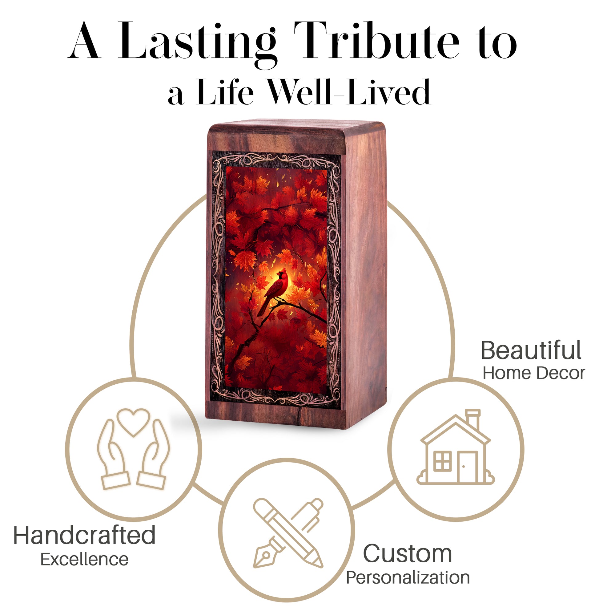 Autumn Leaves Theme Urn For Ashes - Funeral Boxes For Human Adults Ashes