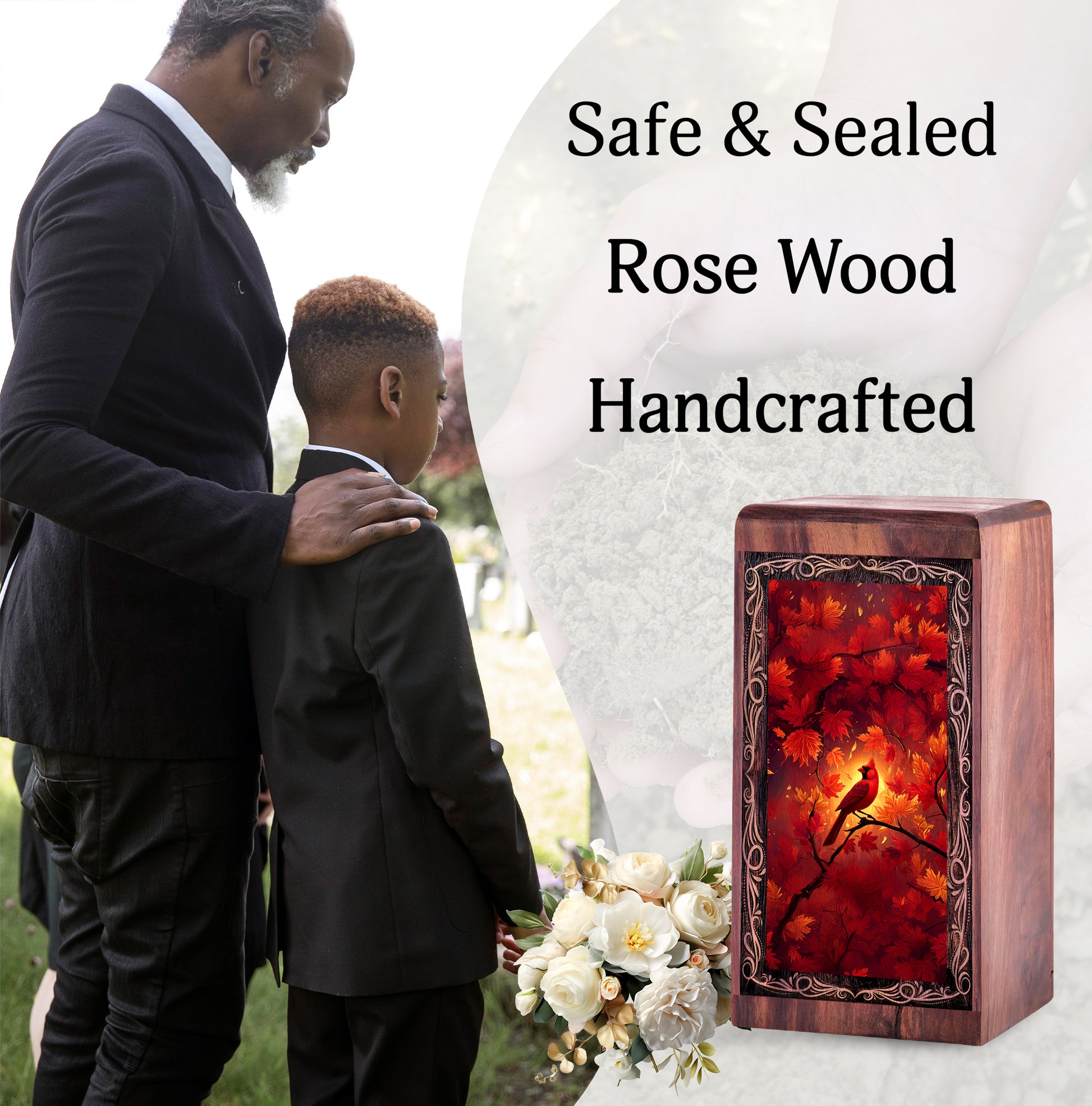Autumn Leaves Theme Urn For Ashes - Funeral Boxes For Human Adults Ashes