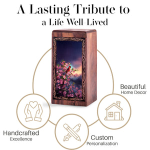 Cherry Blossom Cardinal Memorial Urn - Handmade Memorial Urn For Ashes Adult Male