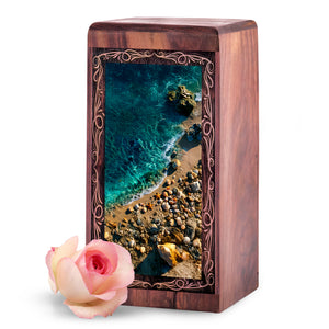 Beachside Shell Cremation Urn - Ocean Theme Memorial Urn For Mom & Dad