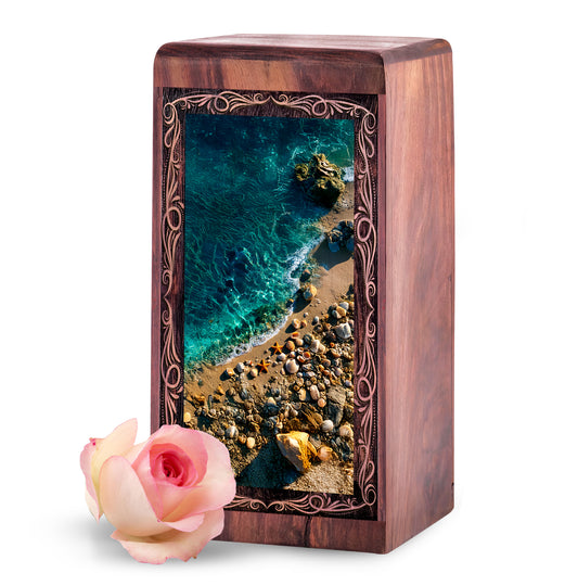 Beachside Shell Cremation Urn - Ocean Theme Memorial Urn For Mom & Dad