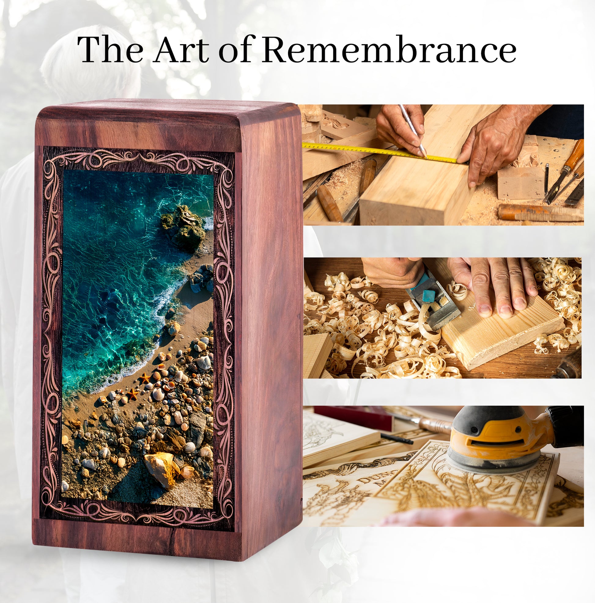 Beachside Shell Cremation Urn - Ocean Theme Memorial Urn For Mom & Dad