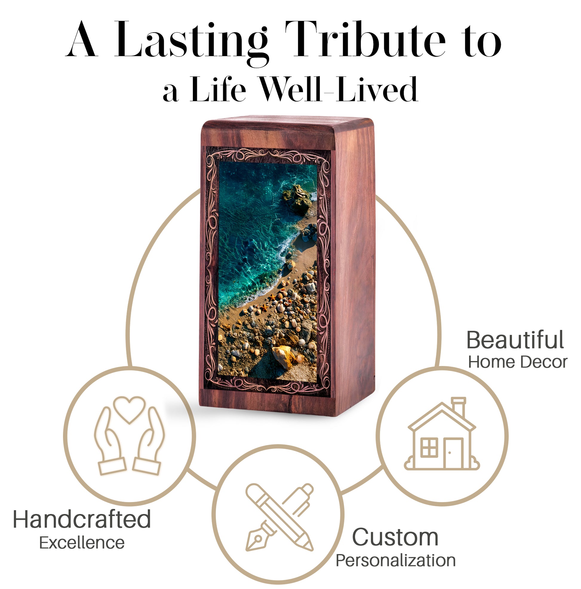 Beachside Shell Cremation Urn - Ocean Theme Memorial Urn For Mom & Dad