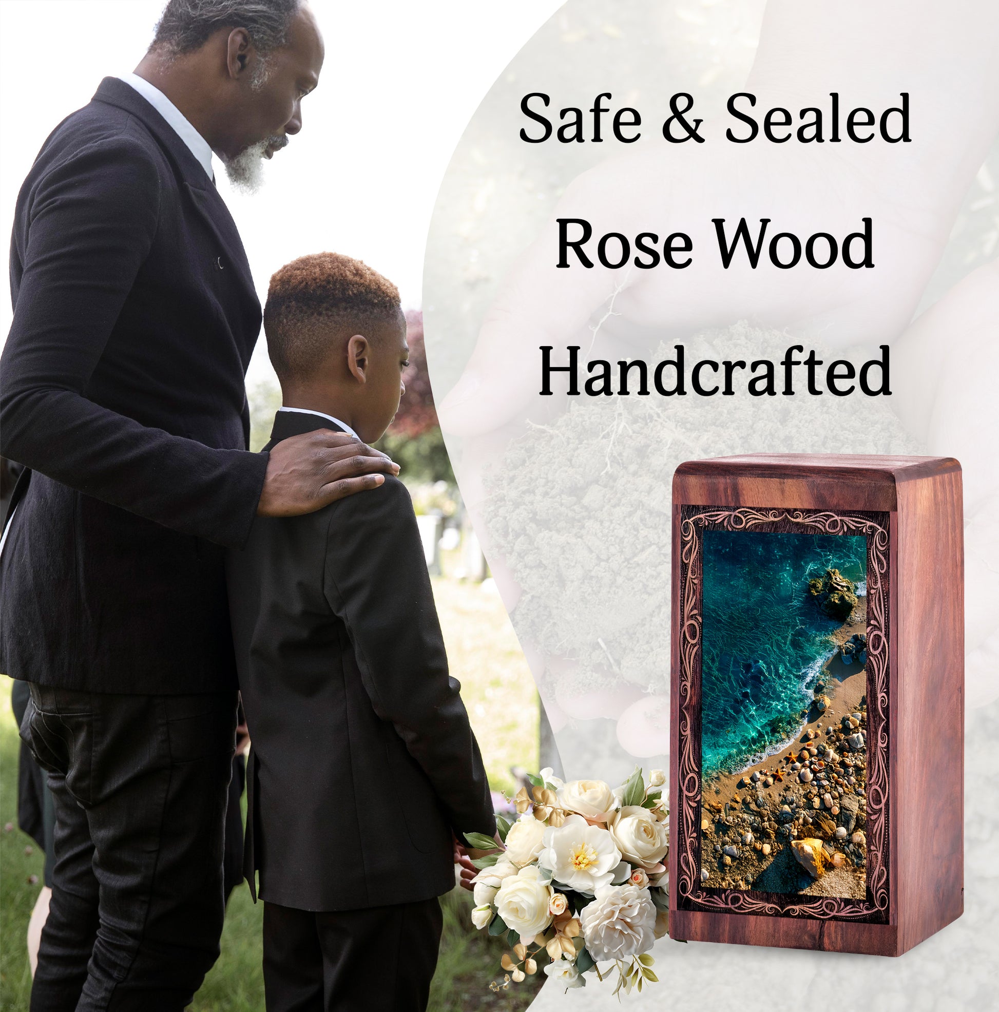 Beachside Shell Cremation Urn - Ocean Theme Memorial Urn For Mom & Dad