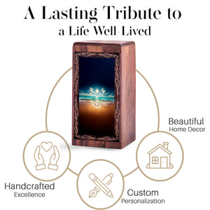Ocean Wooden Keepshake For Ashes - Sunlit Light Reflection Theme Funeral For Burial
