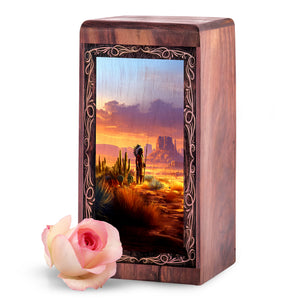 Native Warrior Box For Ashes – Tribal Desert Theme Cremation Urn For Adults Male