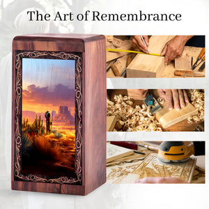Native Warrior Box For Ashes – Tribal Desert Theme Cremation Urn For Adults Male