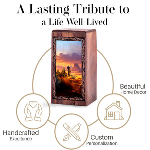 Native Warrior Box For Ashes – Tribal Desert Theme Cremation Urn For Adults Male