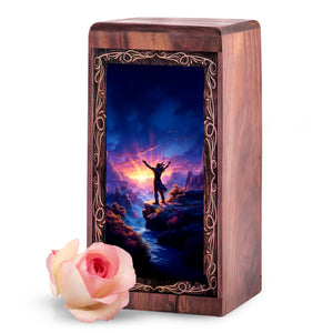 Canyon Wooden keepshake For Ashes - Spiritual Native Canyon Sunrise Theme Urn