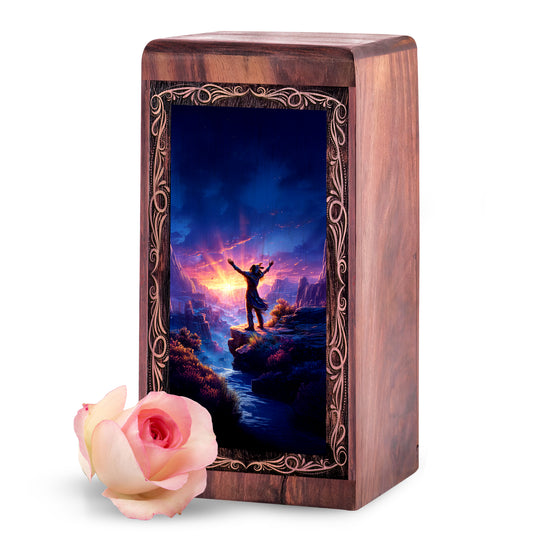 Canyon Wooden keepshake For Ashes - Spiritual Native Canyon Sunrise Theme Urn