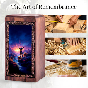Canyon Wooden keepshake For Ashes - Spiritual Native Canyon Sunrise Theme Urn