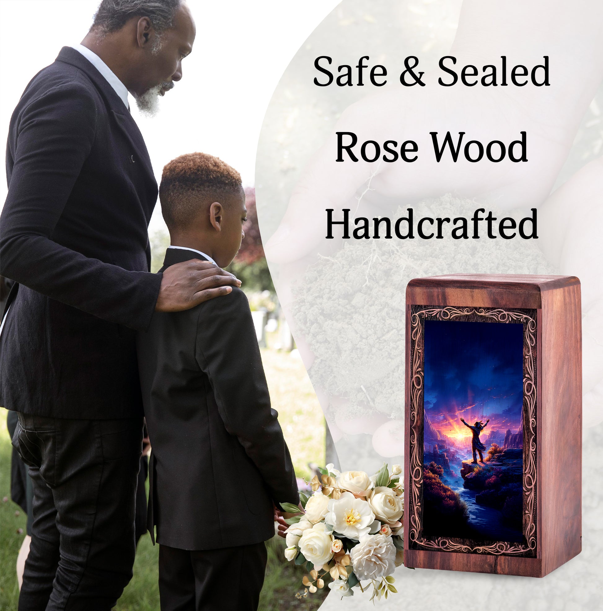 Canyon Wooden keepshake For Ashes - Spiritual Native Canyon Sunrise Theme Urn