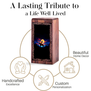 Horse Rosewood Funeral Urns – Native Moon Horse Theme Wooden Urn Ashes
