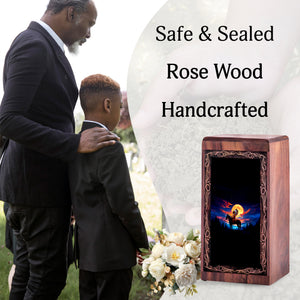 Horse Rosewood Funeral Urns – Native Moon Horse Theme Wooden Urn Ashes