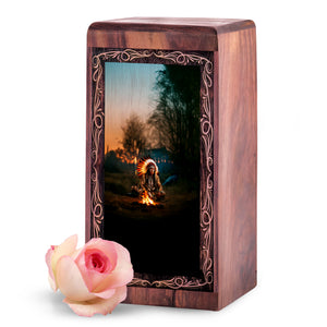 Rosewood Campfire Urn For Cremation – Native Campfire Ritual Theme Furneral For Mom