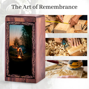Rosewood Campfire Urn For Cremation – Native Campfire Ritual Theme Furneral For Mom