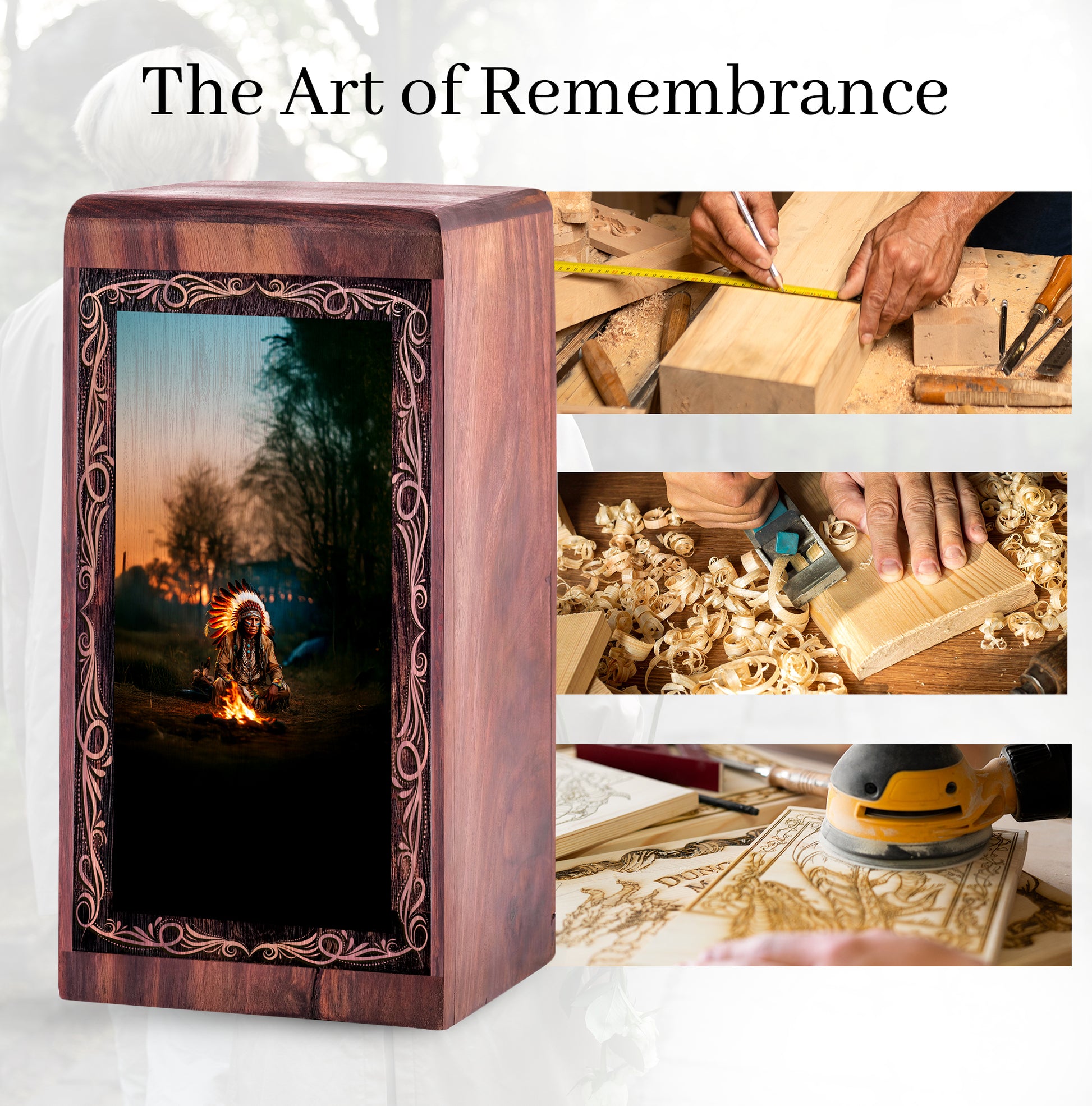 Rosewood Campfire Urn For Cremation – Native Campfire Ritual Theme Furneral For Mom