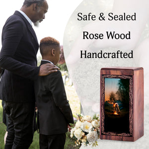 Rosewood Campfire Urn For Cremation – Native Campfire Ritual Theme Furneral For Mom