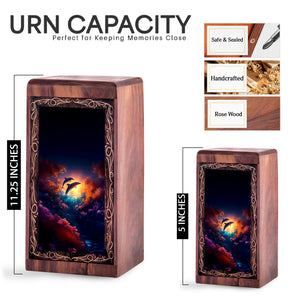 Dolphin Funeral Box For Adults - Golden Sunset Wooden Urns For Adult Male