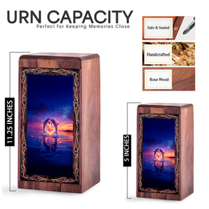 Romantic Heart Glow Dolphin Theme Urn - Memorial Cremation Urn Box For Ashes
