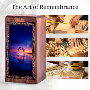 Romantic Heart Glow Dolphin Theme Urn - Memorial Cremation Urn Box For Ashes