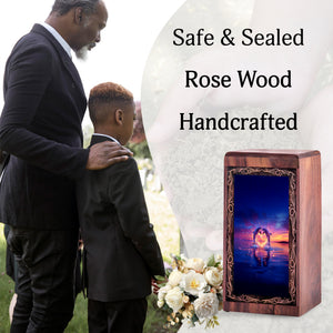 Romantic Heart Glow Dolphin Theme Urn - Memorial Cremation Urn Box For Ashes