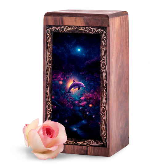Dolphin Memorial Urn for Human Ashes - Underwater Forest Urn Box