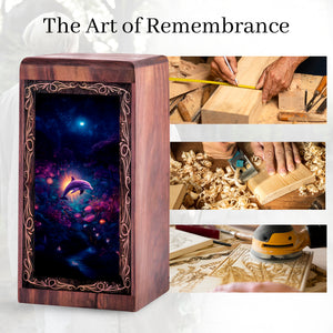 Dolphin Memorial Urn for Human Ashes - Underwater Forest Urn Box