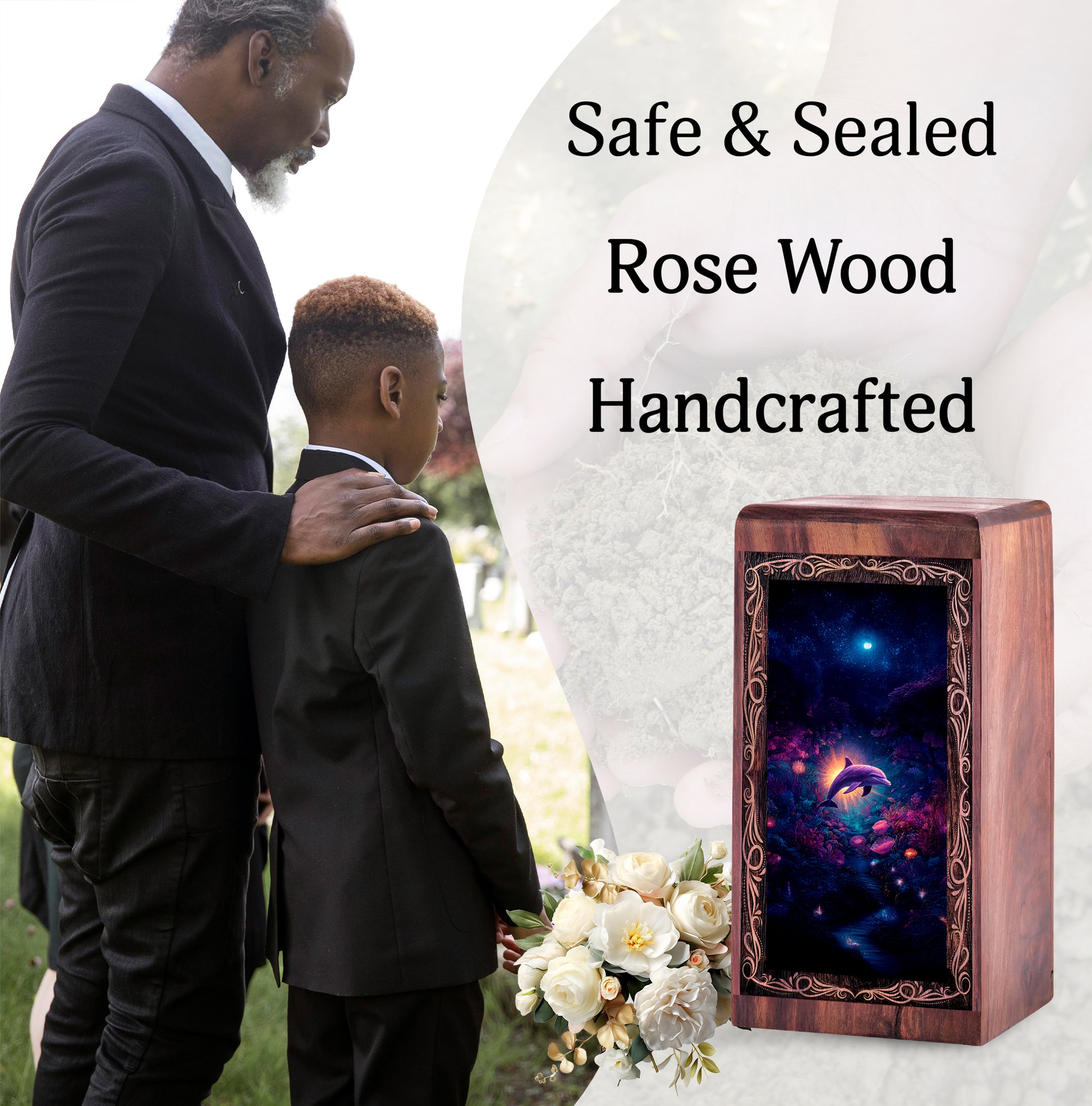 Dolphin Memorial Urn for Human Ashes - Underwater Forest Urn Box