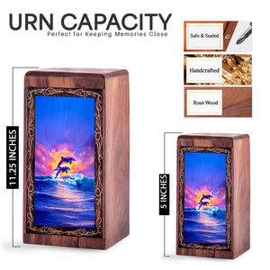 Dolphin Cremation Burial Urn - Tropical Ocean Wave Memorial Box Urn
