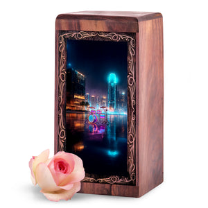 City Lights Drum Cremation Urn - Musical Memorial Urn For Human Adult Ashes