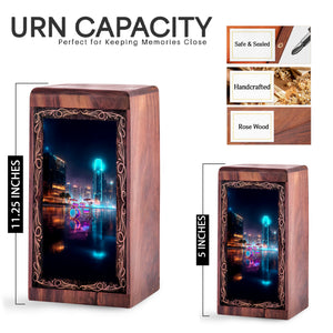City Lights Drum Cremation Urn - Musical Memorial Urn For Human Adult Ashes