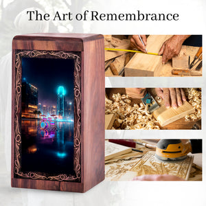 City Lights Drum Cremation Urn - Musical Memorial Urn For Human Adult Ashes