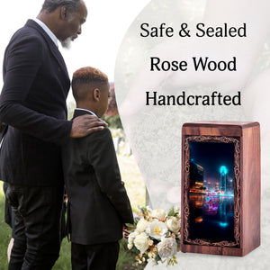 City Lights Drum Cremation Urn - Musical Memorial Urn For Human Adult Ashes