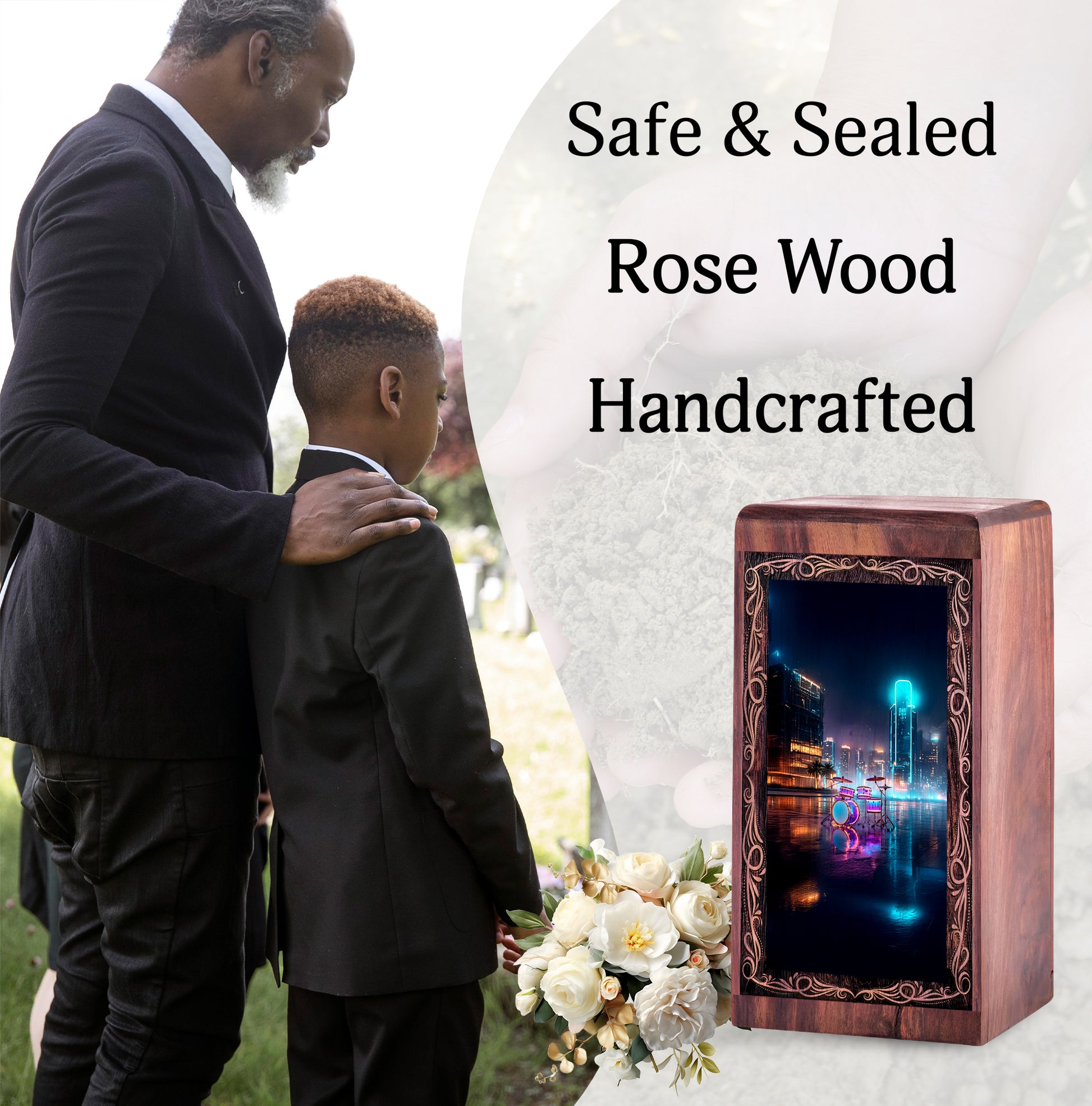 City Lights Drum Cremation Urn - Musical Memorial Urn For Human Adult Ashes