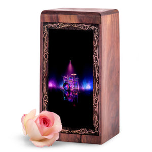 Music Tribute Memorial Urn Box - Drum Theme Ashes Urn For Adults Male