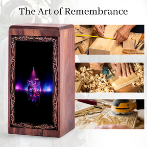 Music Tribute Memorial Urn Box - Drum Theme Ashes Urn For Adults Male