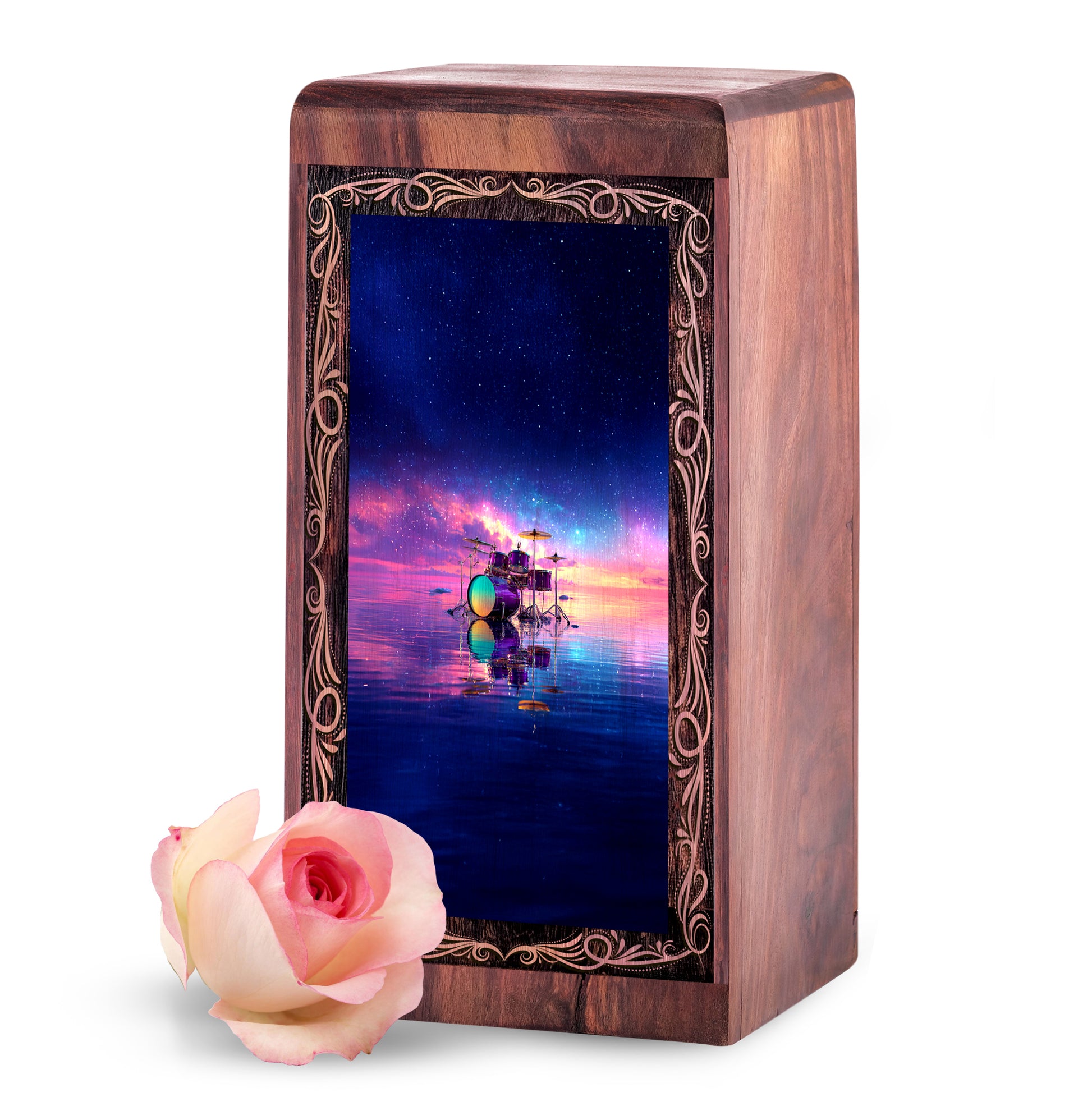 Galaxy Drum Funeral Urn For Ashes – Musical Water Reflection Theme Cremation Urn