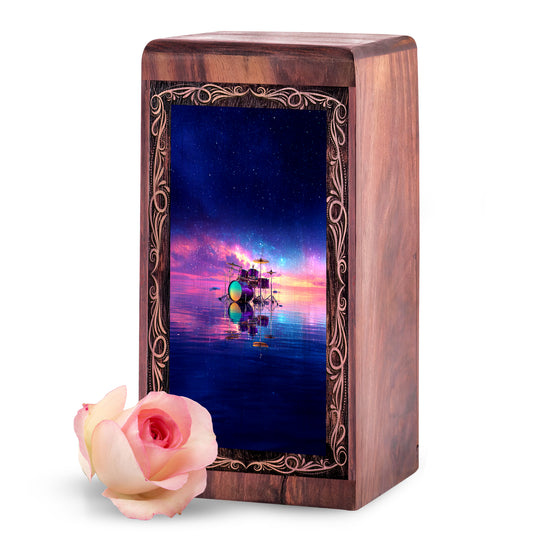 Galaxy Drum Funeral Urn For Ashes – Musical Water Reflection Theme Cremation Urn