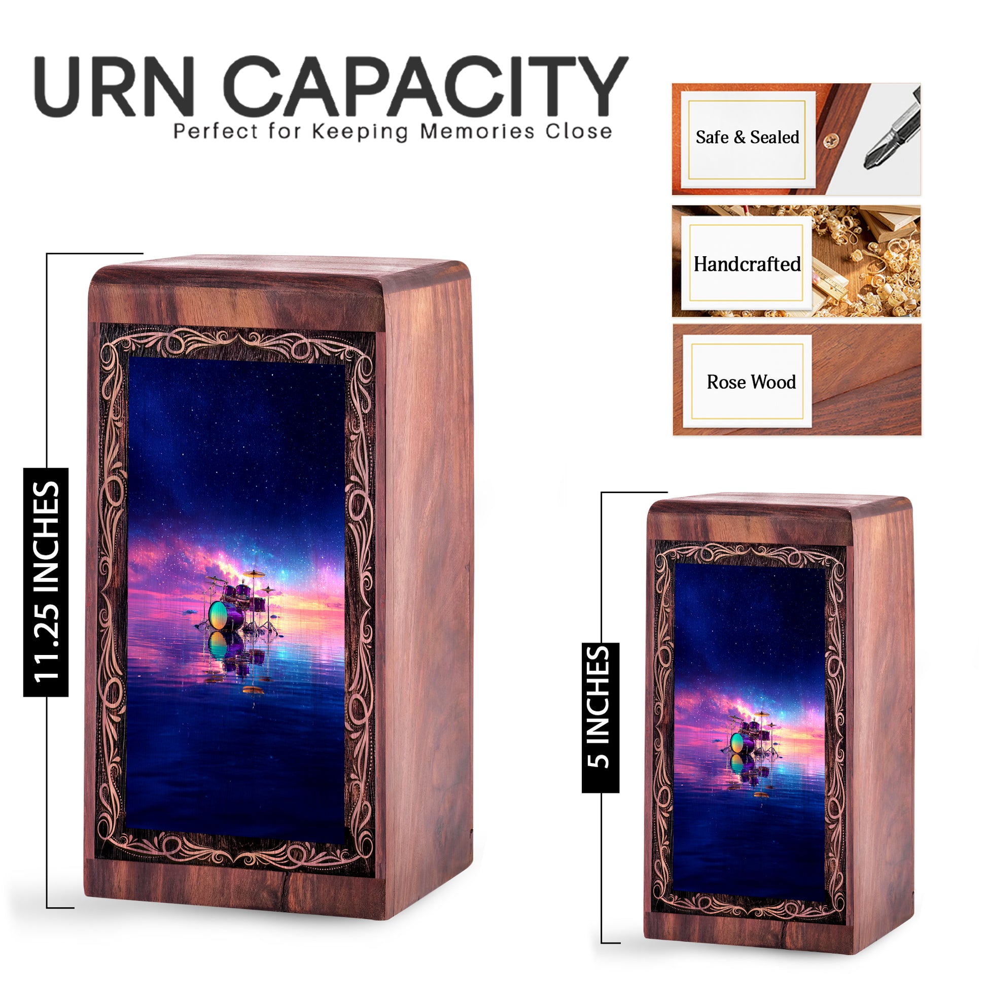 Galaxy Drum Funeral Urn For Ashes – Musical Water Reflection Theme Cremation Urn