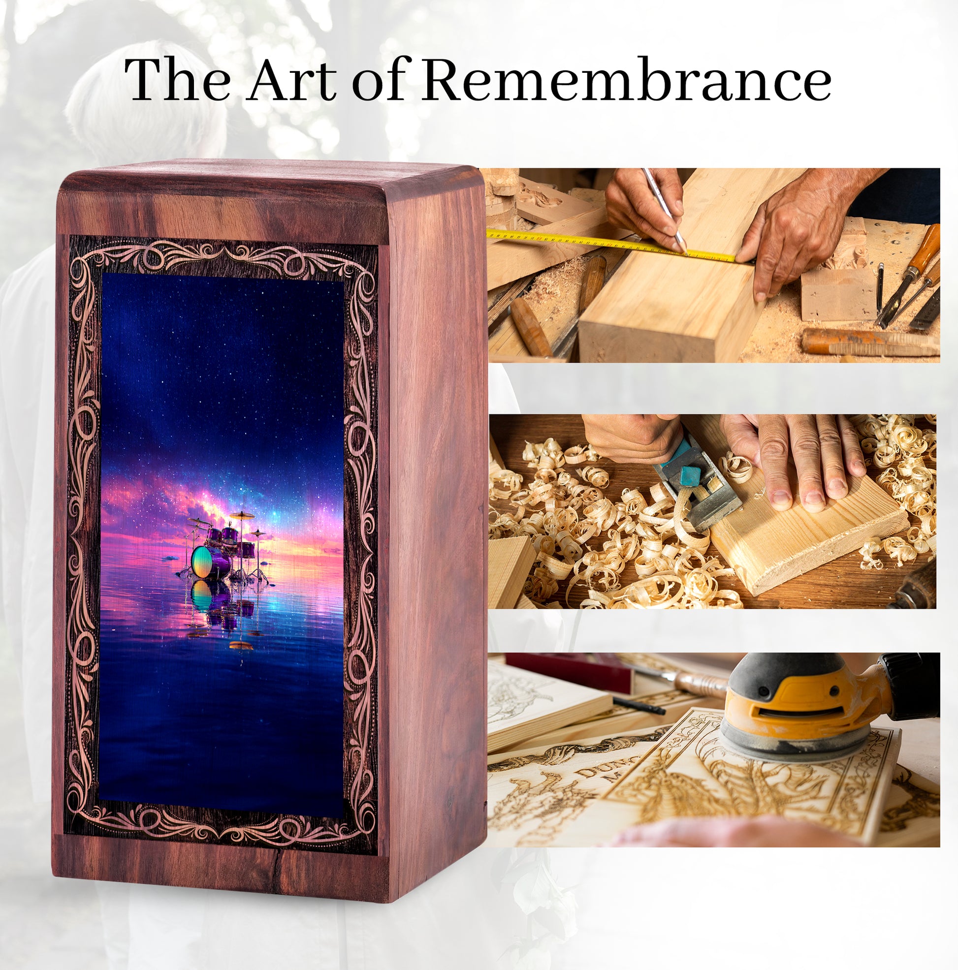 Galaxy Drum Funeral Urn For Ashes – Musical Water Reflection Theme Cremation Urn