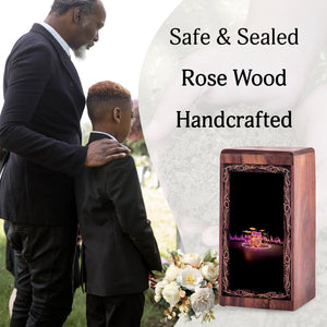 Neon Music Drum Urn For Adults – Soundwave Wooden Urn For Burial